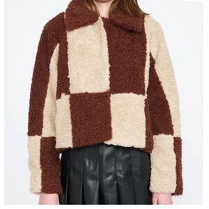 En Saison Brown and Cream Patchwork Jacket